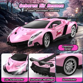 Remote Controlled Car Girl, Gift from 3 4 5 6 7 8 9 Years Girls Toy 1:18 15 km/h Racing Car Remote Controlled with LED Headlights RC Car Drift Remote Control Car Children Games from 3-12 Years