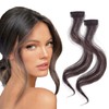 NICENEEDED Long Side Bangs Brown Wavy Curly Clip On Pony