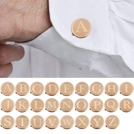 Initial Button Cover Cufflinks for Men Letter Rose Gold Color Perfect for Formal Business Shirt - Alphabet K