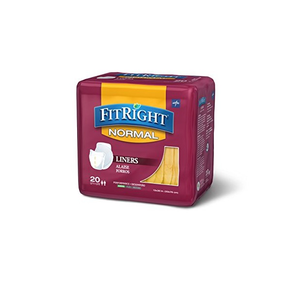 FitRight Extra Incontinence Liners, Moderate Absorbency, 13" x 30", 20 Count