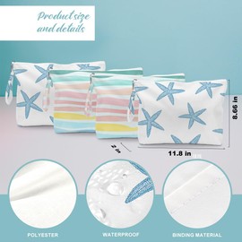 Fokongna 4PCS Wet Dry Bag Waves Rainbow Wet Bag Beach Bags for Swimsuit Toiletry Bags Travel Essentials For Women, Beach Travel Gym for Swimsuit Dirty Diaper Gifts