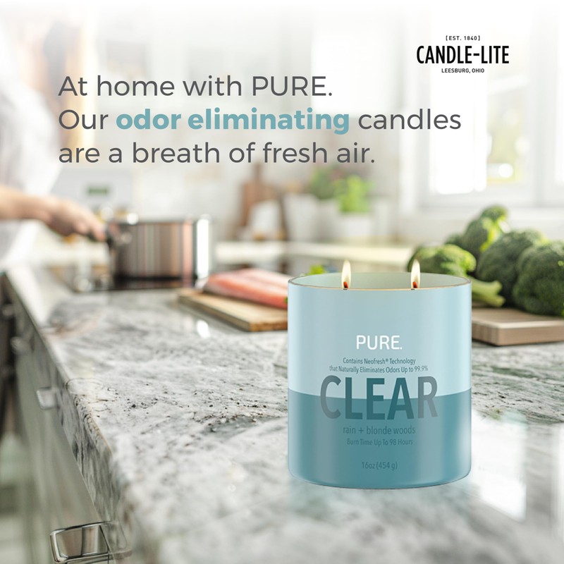 Candle-lite Pure Clear: 16oz Candle—2 Wicks of Leafy Greens &