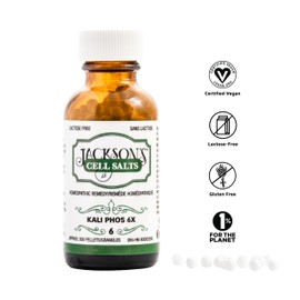 Jackson's #6 Cell Salt Kali Phos 6X (500 Pellet Bottle) – Certified Vegan, Lactose-Free Schuessler Tissue Salt Kali Phosphoricum 6X
