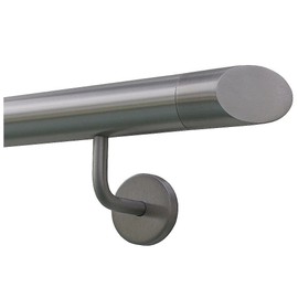 Stainless Steel Handrail, 42.4 mm Diameter, With Angled Bracket & Various End Pieces (Flat, Curved, Semi-Circular, Arch, Corner, Diagonal)