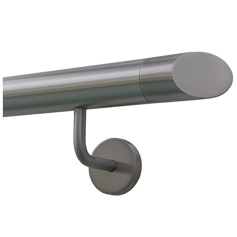 Stainless Steel Handrail, 42.4 mm Diameter, With Angled Bracket &