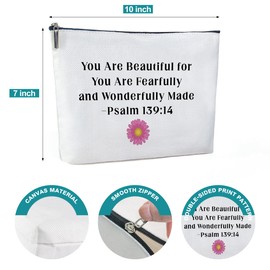 Xenseou Cotton Canvas Makeup Bag, Christian Bags for Women, Inspirational Religious Gifts, Graduation Gifts for Her Christmas Gifts, Travel Makeup Bag-MKB01