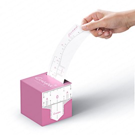 Pack of 50pcs Tattoo Eyebrow Ruler Stencil Clear Adhesive Brow Shaping Disposable Microblading Brows Extensions Shaper Tool for Henna Tinting (1 Box-50 Ruler Stickers)