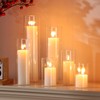 Shihanee Set of 6 Pillar Candles and Glass Cylinder Vases