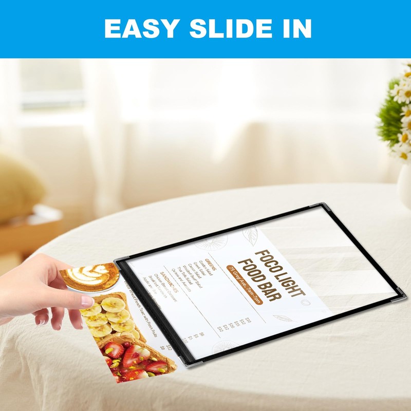 WOPPLXY 12 PCS A4 Menu Covers, Single Page Double View