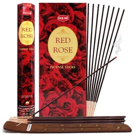 Red Rose Incense Sticks and Incense Stick Holder Bundle Insence Insense Hem Incense Sticks