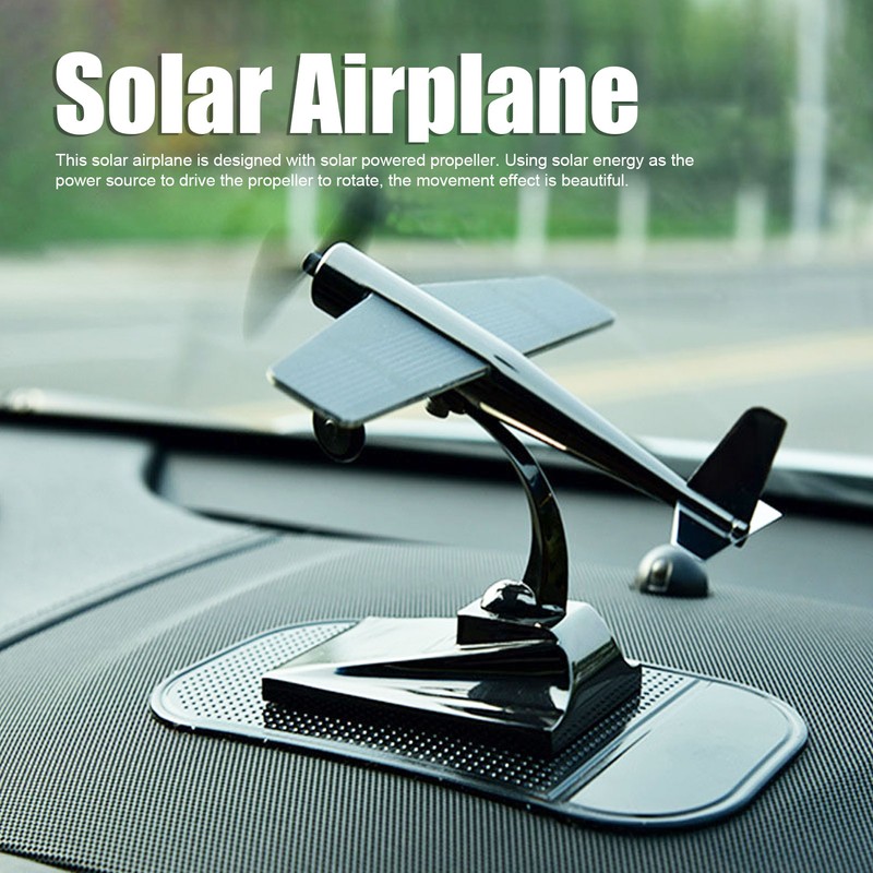 Solar Airplane Rotating Propellers Zinc Alloy Plastic Easy Assembly Solar