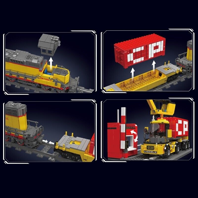 Mould King 12027 Diesel Locomotive Train Trailer Building Block Remote