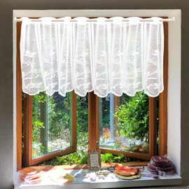 ZOLGINAH Panel Curtains Kitchen Modern with Eyelets Bistro Curtain Window Curtains White Semi-Transparent Curtains Kitchen Curtain Short Curtain Panel Curtain Short for Kitchens Motorhome (105 x 60 cm