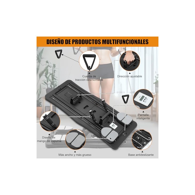 Tabla Deslizante de Pilates 5 en 1, Tabla Abdominal Plegable,