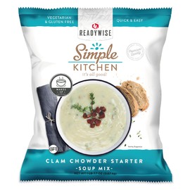 READYWISE - Simple Kitchen, Clam Chowder Starter Soup, 17 Servings, MRE, Gluten Free, & Vegetarian, Food, Soup Mix, for Events, Hiking, Emergency Food Supply, Camping Essentials, or Daily Use, 1 Pack