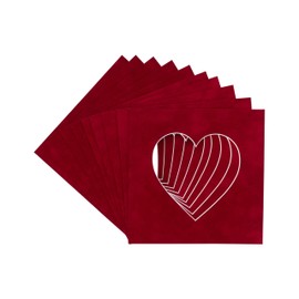 4x5 Mat For 7x7 Frame - Precut Bright Red Suede Heart Shaped Photo Mat Board Opening - Acid Free Matte Bevel Cut for Family Photos, Pack of 25 Matboards Show Kit With Acid Free Backings & Clear Bags