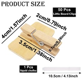 YiYFiT 50Pcs Cute Little Blackboard Clips with a Liquid Chalk,Small Chalkboard Pegs Mini Wooden Blackboard Photo Display Clips Mini Board Sign Clip for Gift Tags,Memo,Food Label(4x2cm)
