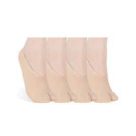 Bencailor 4 Pairs Women No-show Socks Low Cut Japanese Style 2 Toe Split Socks for Flip Flop Sandal(Nude)