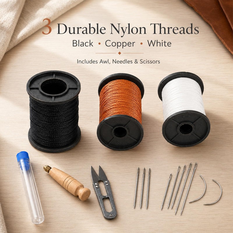 16Pcs Upholstery Repair Sewing Kit, Heavy Duty Leather Sewing Kit