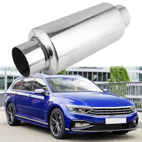 KEEPDSGN Exhaust Muffler Resonator 3" Inlet / 3" Outlet Stainless