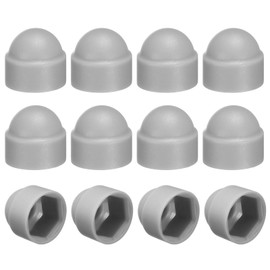 sourcing map 12Pcs Hex Nut Cover, M6x10x14mm Plastic Dome Nut Protection Cap Hex Screws Bolt Covers for Indoor Outdoor Furniture Automotive Bolts Decoration, Gray