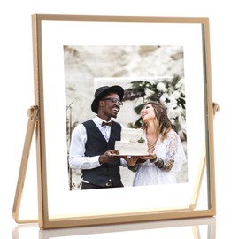 Lawrence Frames Metal Easel Float Picture Frame, 4x4, Gold