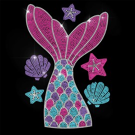 ANATTASOUL Iron On Rhinestone Transfer Sticker Crystal Iron-On Sticker Mermaid Tail Hotfix Bling Rhinestone Patch For Clothing Hat Carry Bag DIY Crafts Gifts Festival