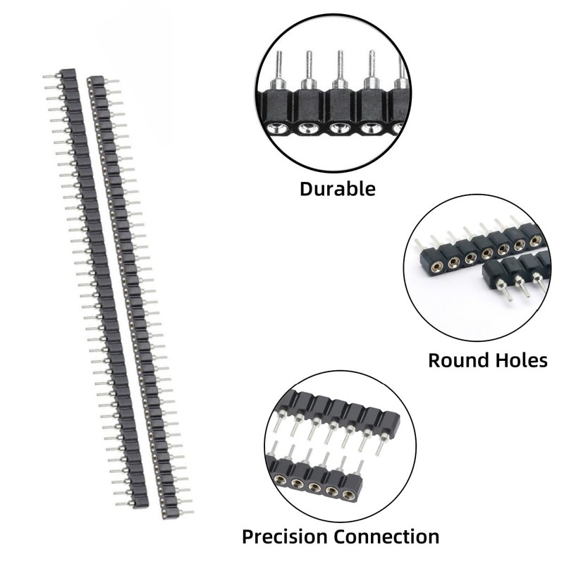 RuiChy Round Female Pin Header Kit, 10 Pack 2.54mm 40Pin