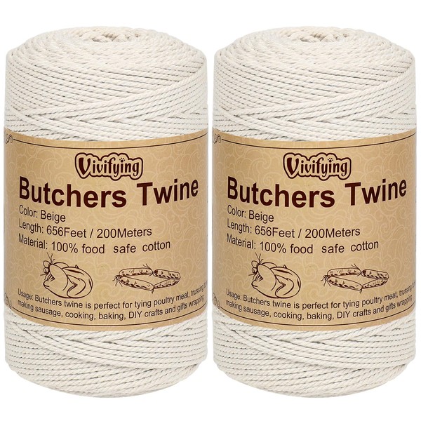 Vivifying Butchers Twine, 2pcs x 656 Feet 2mm Food Safe