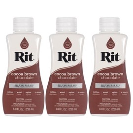 Rit Dye – 8 Oz. Liquid Fabric Dye for Clothing, Décor, and Crafts – Cocoa Brown (3 Pack)