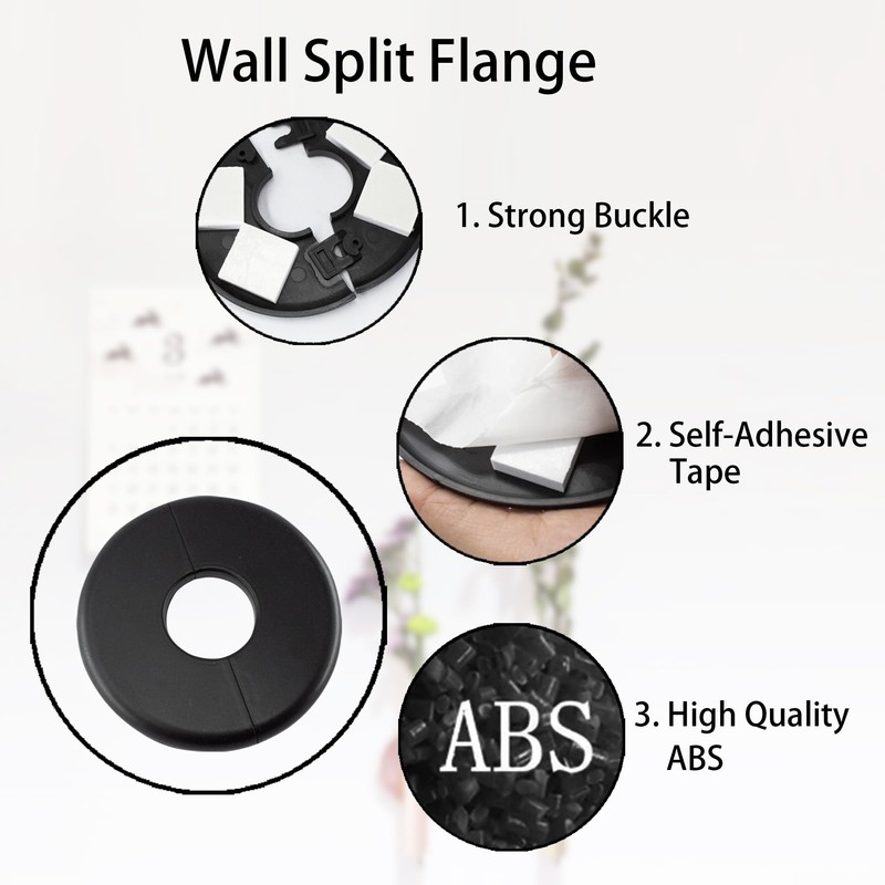 bociloy Wall Split Flange 26mm/1"Diameter, ABS Round Self-Adhesive Escutcheon Plate,