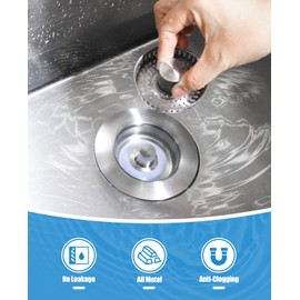 Abigio Kitchen Sink Drain Strainer Stainless Steel Stopper Anti-Clog Basket