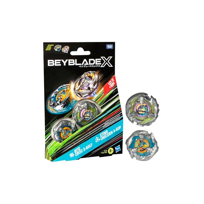 Hasbro Beyblade X Bite Croc 3-60LF und Sting Unicorn 4-60P
