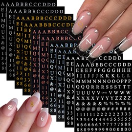 Letter Nail Art Stickers 3D Self-Adhesive Holographic English Nail Stickers Aurora Arabic Numeral Nail Decals for Nail Art Alphabet Nail Art Supplies for Women Girls Nail Decoration 10 Sheets