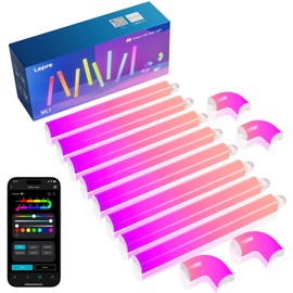 Lepro WL1 AI Smart RGB Wall Lights with LightBeats Music Sync, LLM AI Generated Lighting, Color Segment DIY, Voice Control Via App, Wi-Fi & Bluetooth LED Light Bars for Bedroom, 8 Pcs with 4 Corners