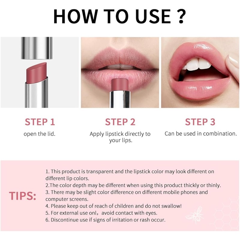Black Honey Lipstick, Tinted Lip Balm, Moisture Shine Lipstick (Pink)
