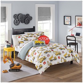 Waverly Kids Under Construction Modern Graphic 2-Piece Reversible Comforter Set, Twin, Multicolor