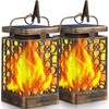 TomCare Solar Lights Upgraded Solar Lantern Flickering Flame Outdoor Hanging