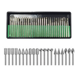 Diamond Burr Bits 1/8" Shank Stone Carving Tools Set 50Pcs for Dremel Rotary Tool, Grinding Diamond Drill Bits Polishing Kit for Grinding Carving Engraving Polishing Stone Rock Glass Jewelry Ceramics