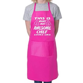 Awesome Chef Funny Fathers Day BBQ Cooking Novelty Apron Pink