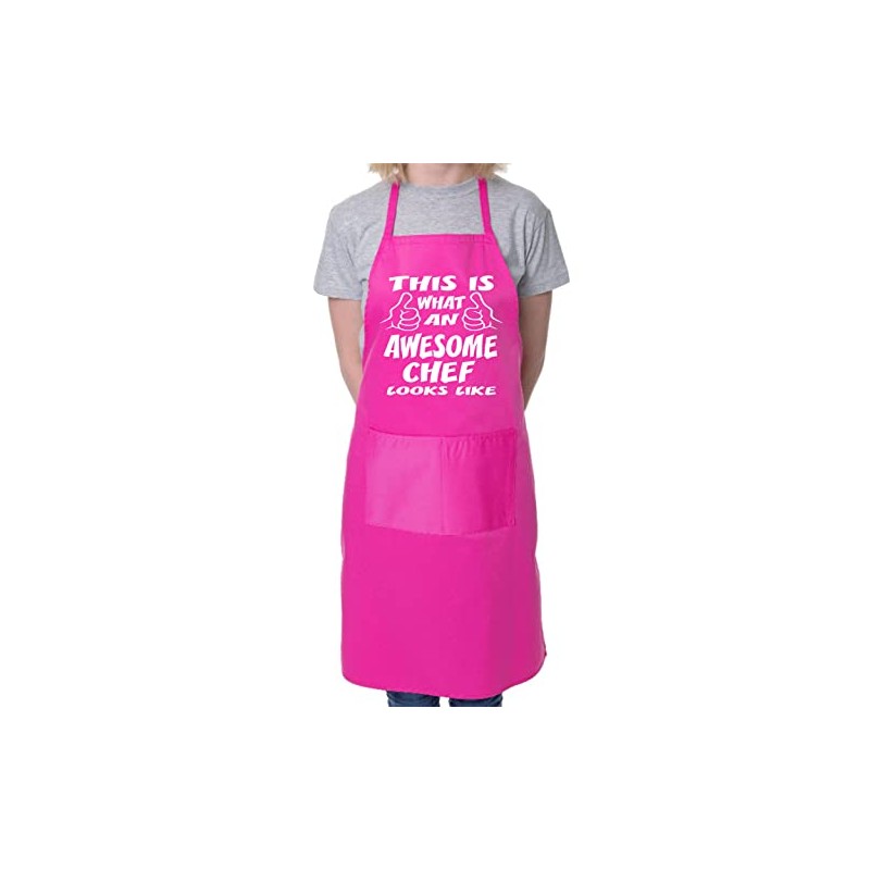 Awesome Chef Funny Fathers Day BBQ Cooking Novelty Apron Pink