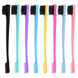 Oruola 8pcs Edge Control Brush, 8 Color Edge Brushes, Double-Ended Edges Brush for Hair, Suitable for Combing Bangs, Hairline, Hairline, Eyebrows and Eyelashes, Back Hairs or Parted Hairs