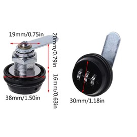 1PCS 20 mm Password Lock 3 Digit Combination Door Lock Durable, & Rust Resistant Anti Theft Locker Lock for Lockers, Doors, Drawers, Cabinets-Black