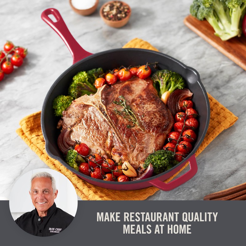 DASH Zakarian 11 Inch Small Nonstick Cast Iron Skillet with