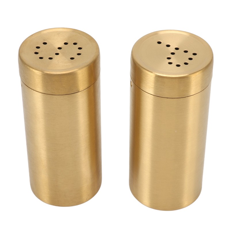 2Pcs Gold Spice Jar Stainless Steel Rustproof Screw Open Top