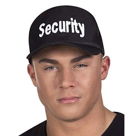 Boland 97058 - Security Mütze für Erwachsene, Basecap mit Aufdruck, Hut für Faschingskostüme, für Damen und Herren, Polizist, Sicherheitsdienst, Türsteher, Schwarz