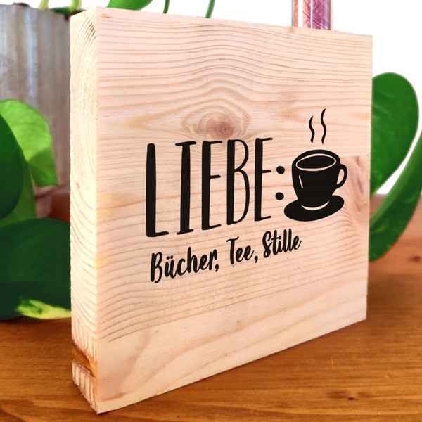 Poster & Kunstdrucke - Liebe Kaffee Holzbild 11x11x2cm zum Hinstellen