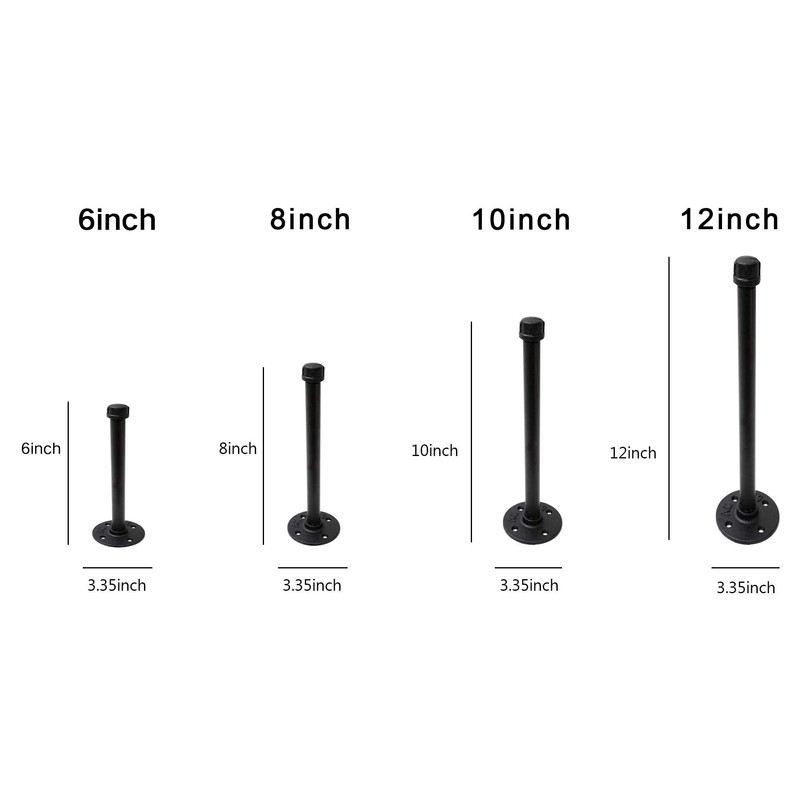 1/2" Industrial Black Iron Pipe Shelf Brackets, Rustic Wall Mounted