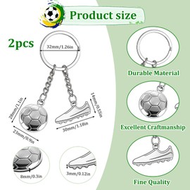 2 PCS Sport Keychain Soccer Keychain, Mini Cute Football Keychains with Key Ring Mini Soccer Party Favors Boys Football Gifts Backpack Car Keychains Hanging Bag Key Ring for Men Soccer-Fan Boy Girl