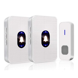 TopYart Wireless Chime, 300m Reception Distance, 55 Ring Tone, LED Light, Waterproof, Dustproof, AC Type, No Wiring Required, Entryway, Nursing Site, Office, Restaurant, Restaurant, Factory,